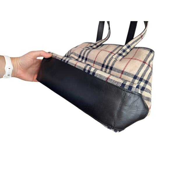 BURBERRY Vintage Wool Nova Check Handbag Tartan Plaid Shoulder Bag Tote EUC - Picture 7 of 7